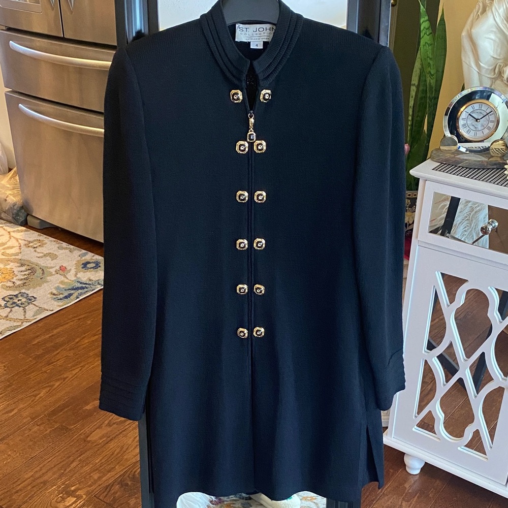 St. John Collection by Marie Gray, Black Blazer with Gold Accents
